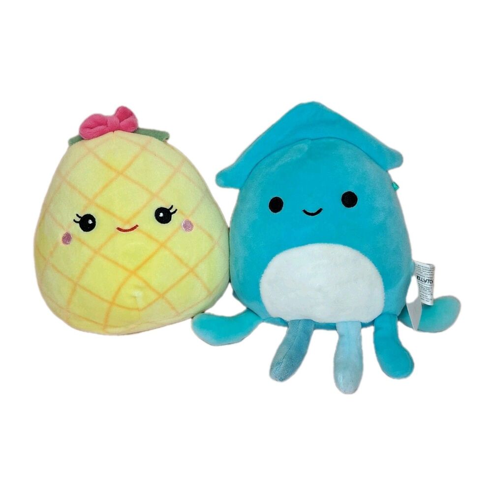 Set Of 2 Original Squishmallows Squid And Pineapple 5 Inch Soft Plush Toys